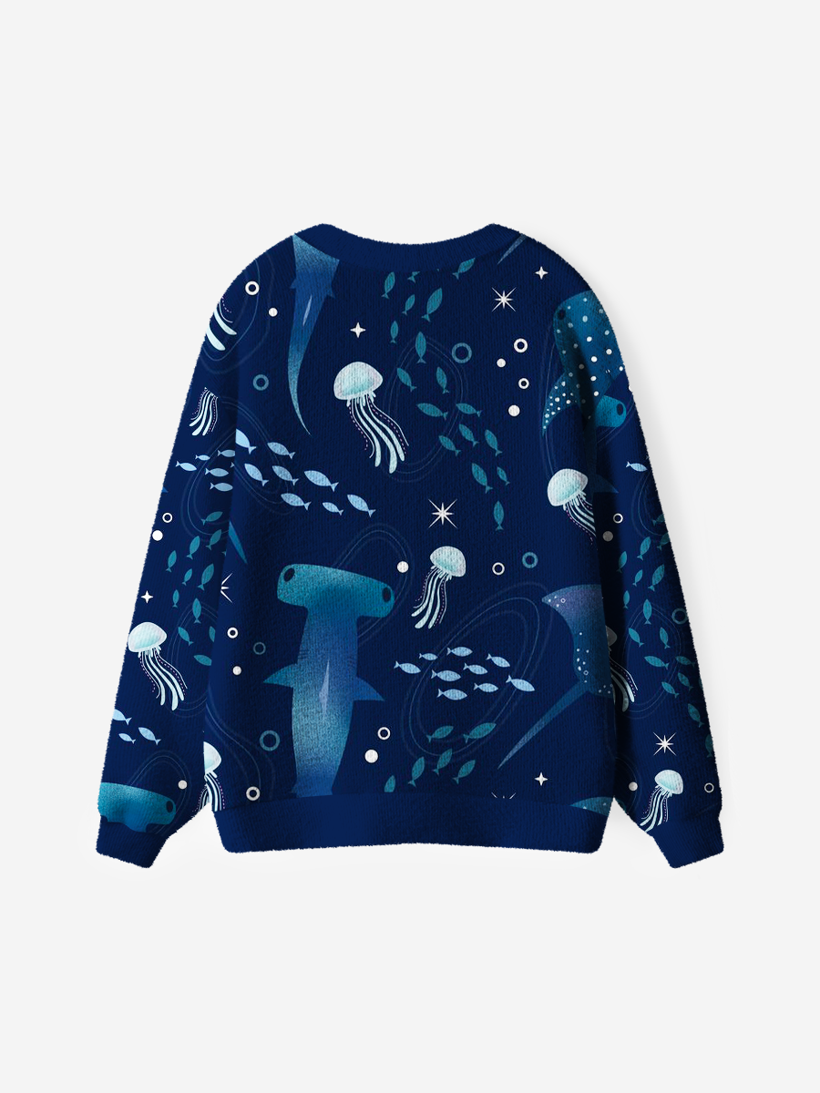 Vintage Whimsical Ocean Creature Cardigan Sweaters