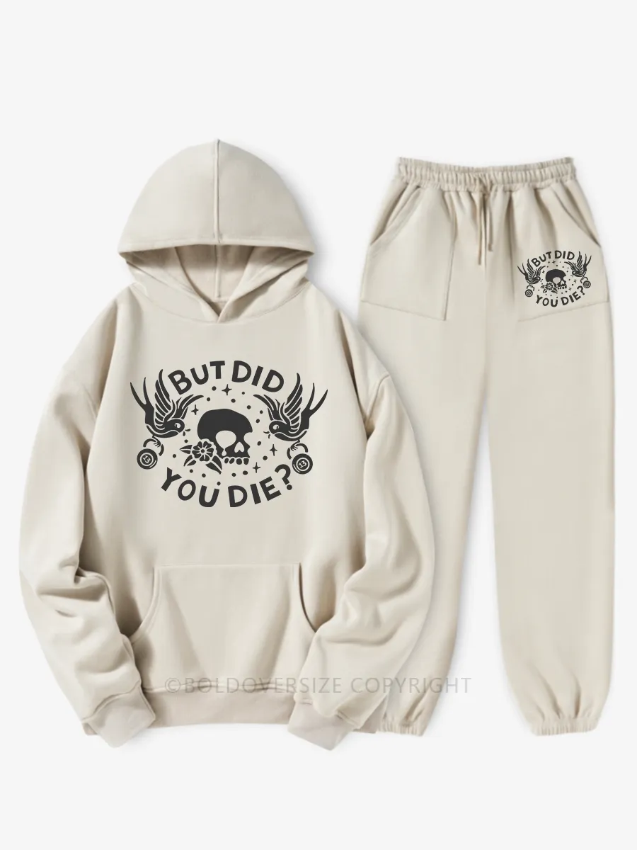 Vintage But Did You Die Print Fleece Hoodie Suit