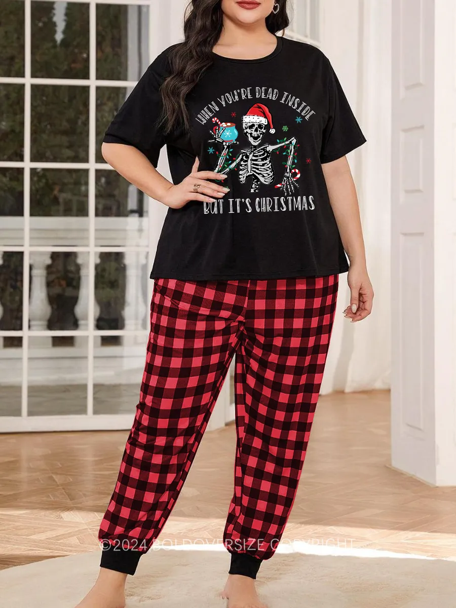 Vintage  When You Are Dead Inside But Is Christmas Pajama Set
