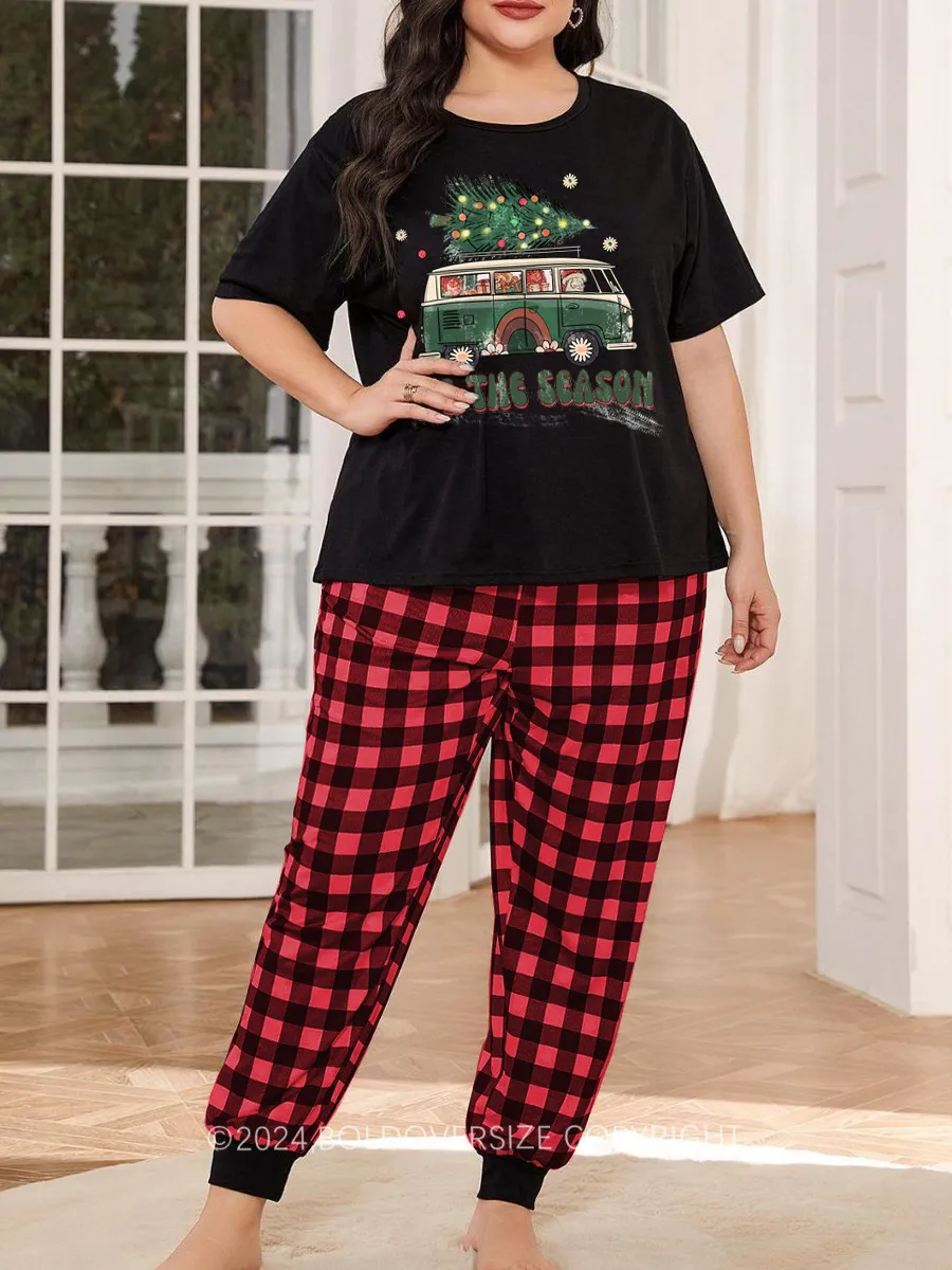 Vintage  Tis The Season Christmas Pajama Set