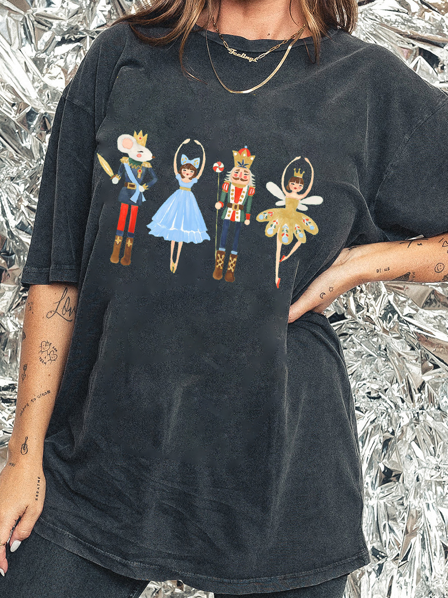 Nutcracker Ballet Christmas Washed T-Shirt