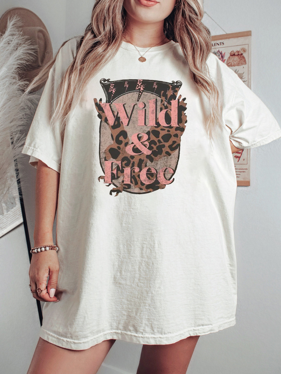 Wild And Free Leopard Plus Size T-Shirt
