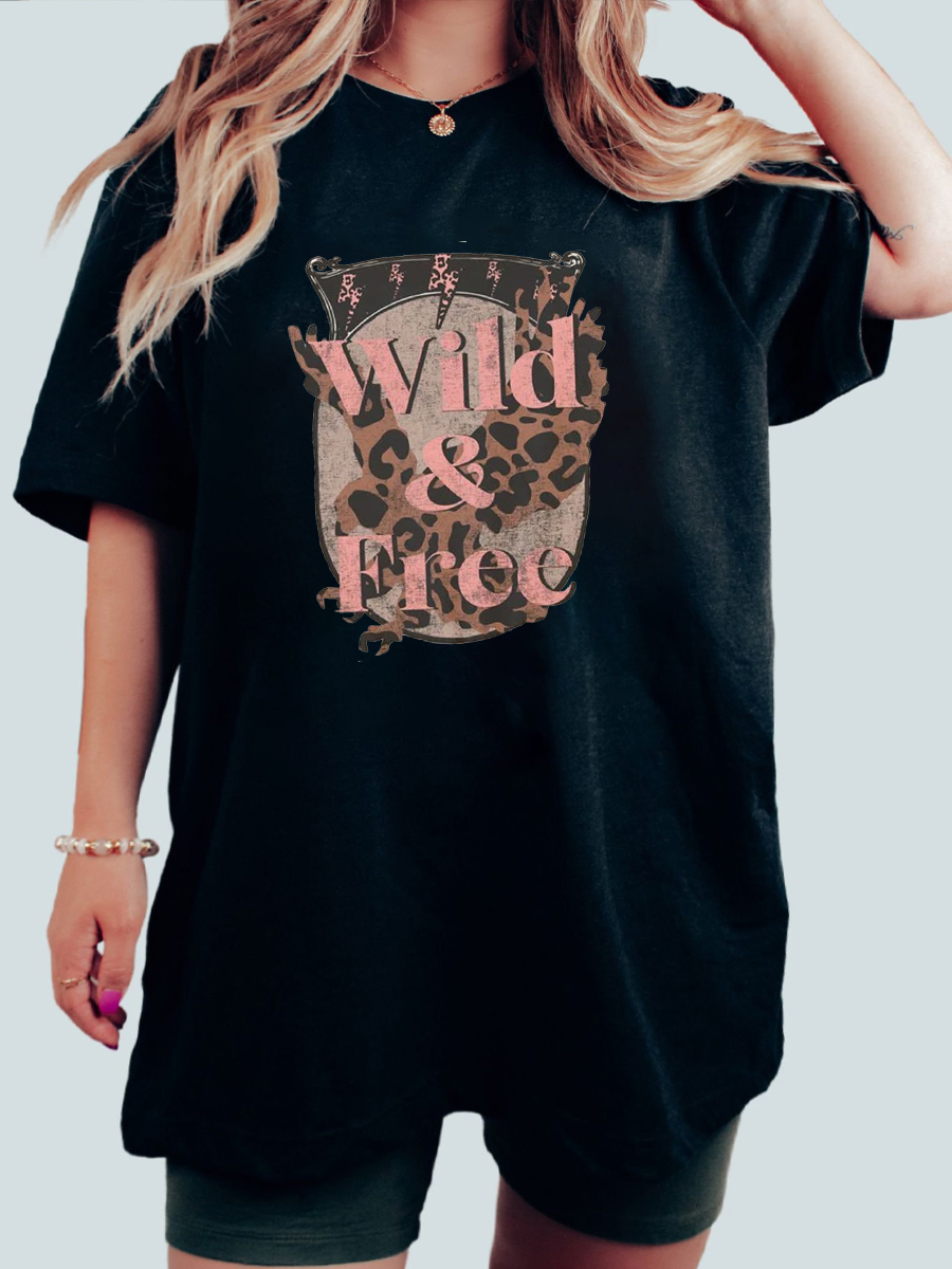 Wild And Free Leopard Plus Size T-Shirt