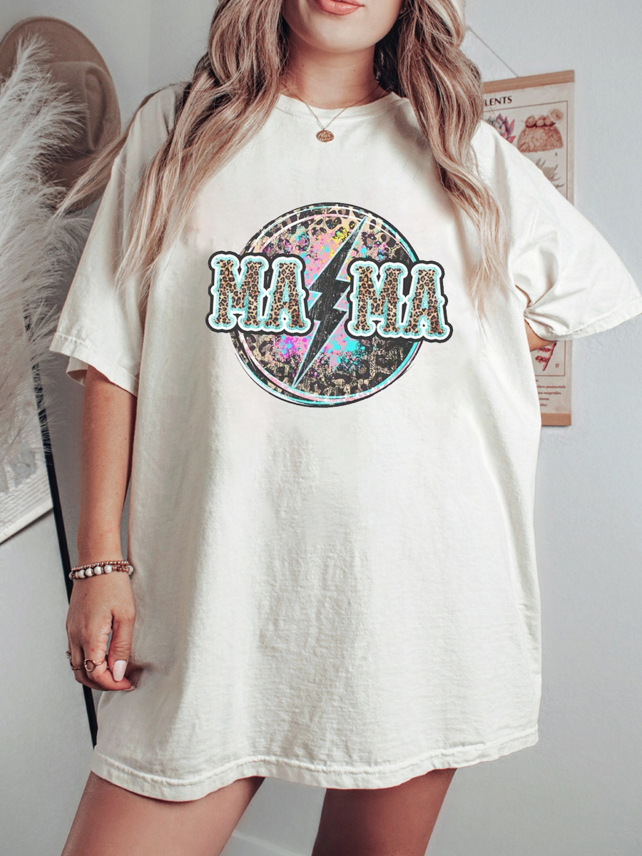 Mama Leopard Lightning Plus Size T-Shirt