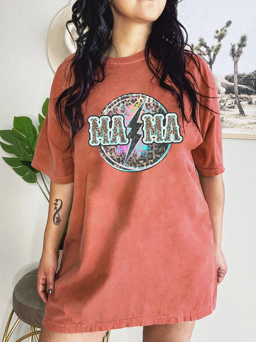 Mama Leopard Lightning Plus Size T-Shirt