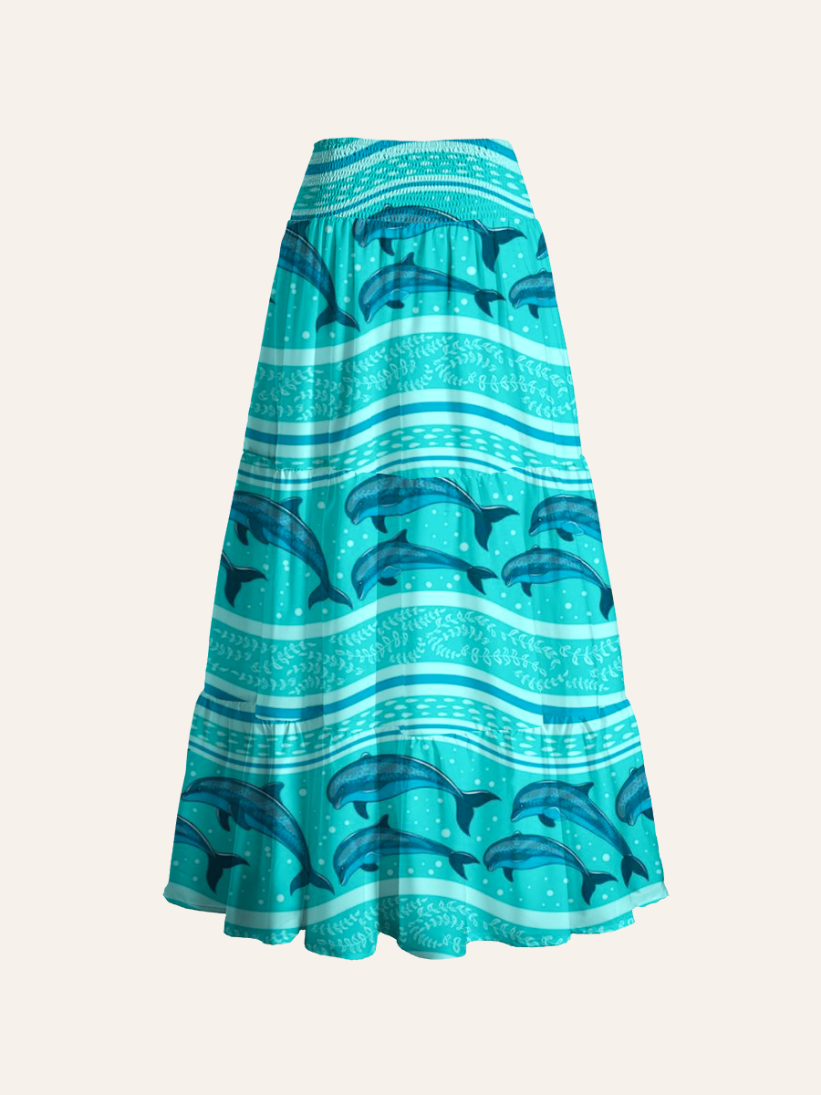 Teal Blue Dolphin Convertible Maxi Skirts