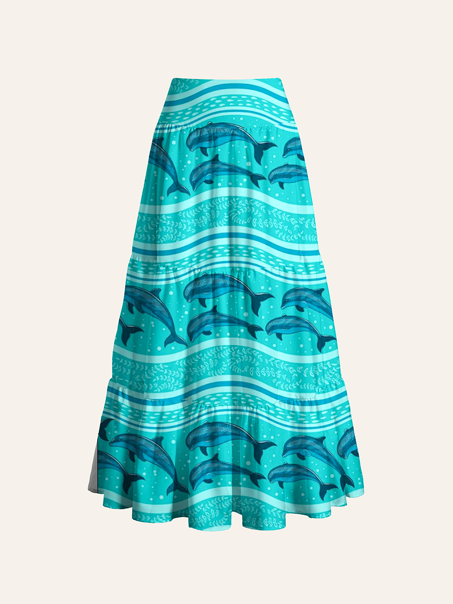 Teal Blue Dolphin Convertible Maxi Skirts