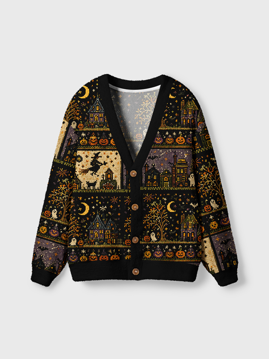 Vintage Pumpkin Knit Cardigan Sweaters