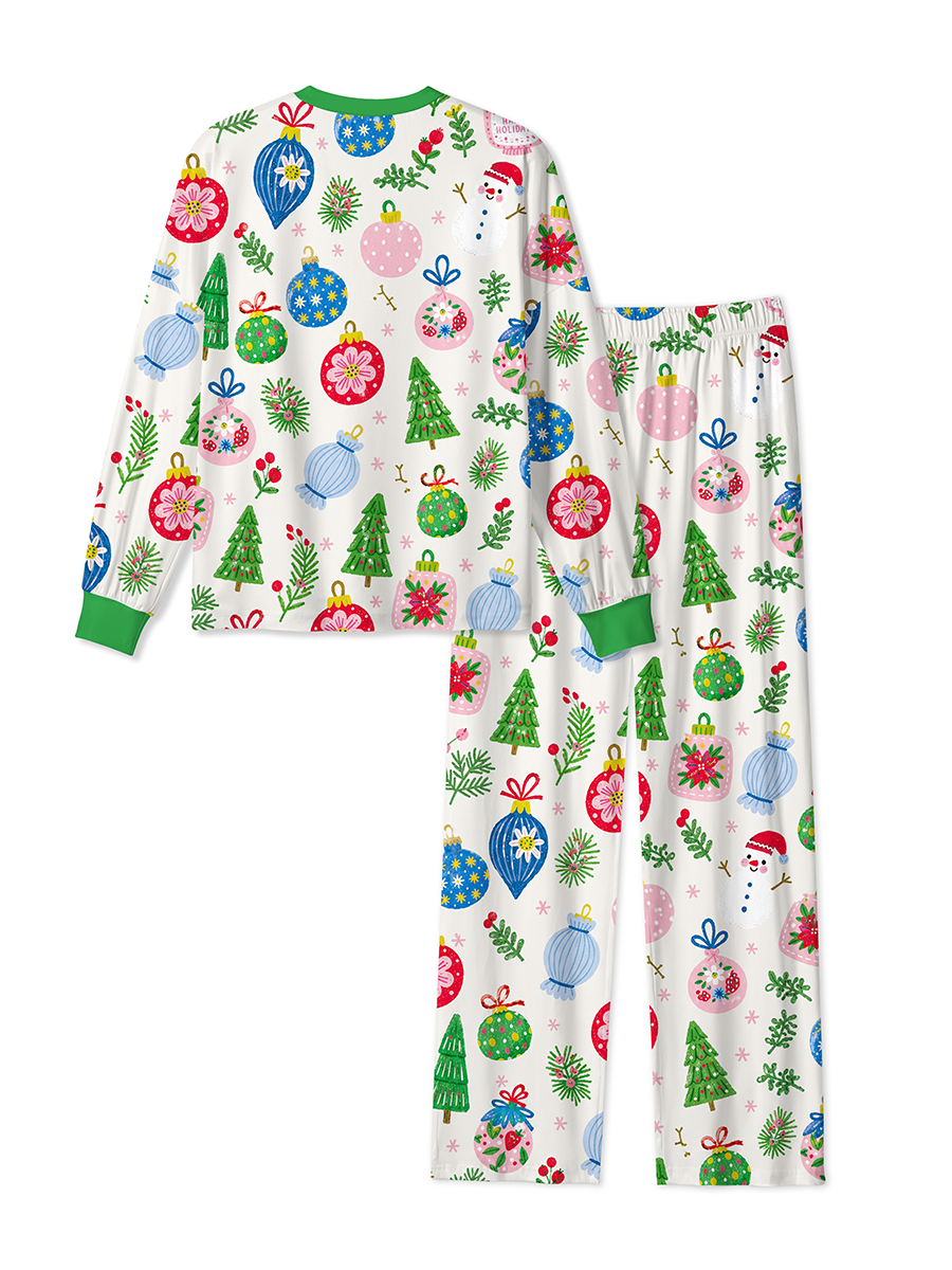 Vintage Whimsical Hand‑Drawn Christmas Ornament Mixed Pajamas
