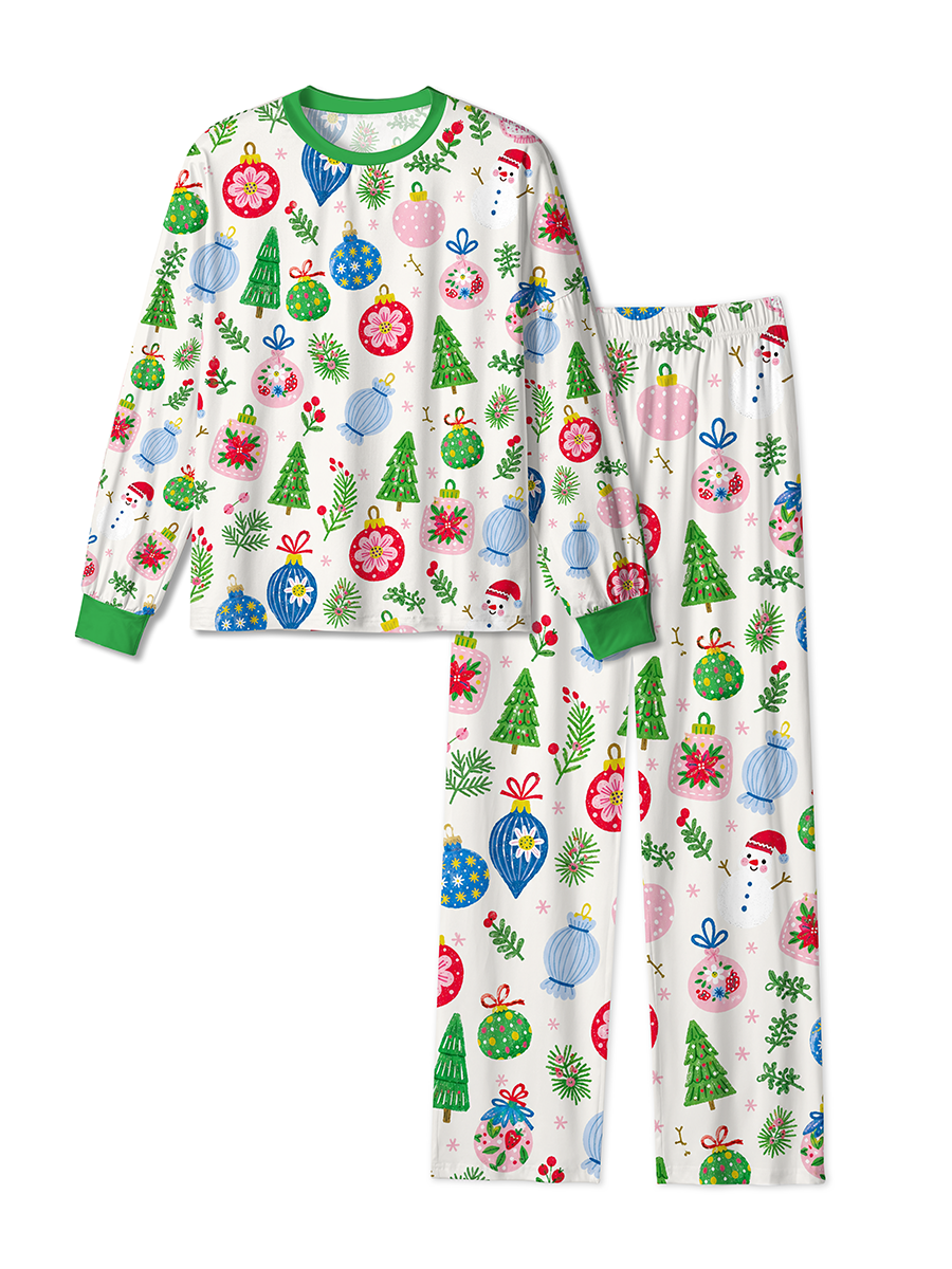 Vintage Whimsical Hand‑Drawn Christmas Ornament Mixed Pajamas