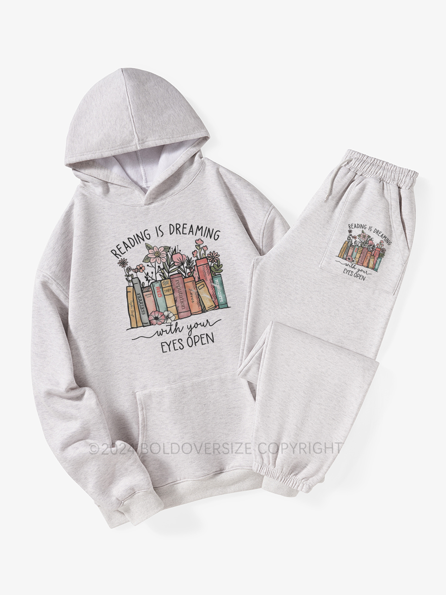 Vintage Reading Is Dreaming With Your Eyes Open Fleece Hoodie Suit