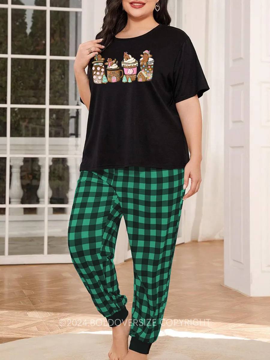 Vintage Gingerbread Christmas Coffee Pajama Set