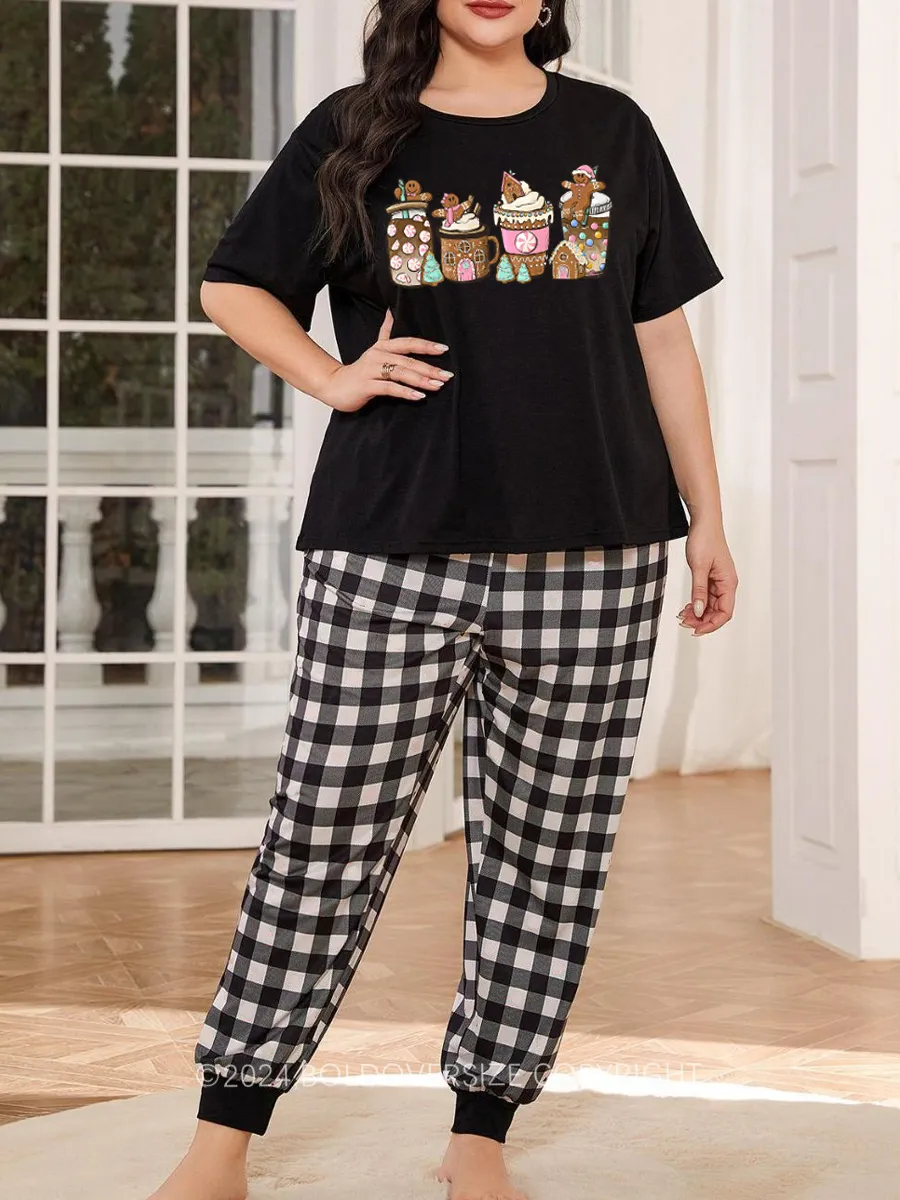 Vintage Gingerbread Christmas Coffee Pajama Set