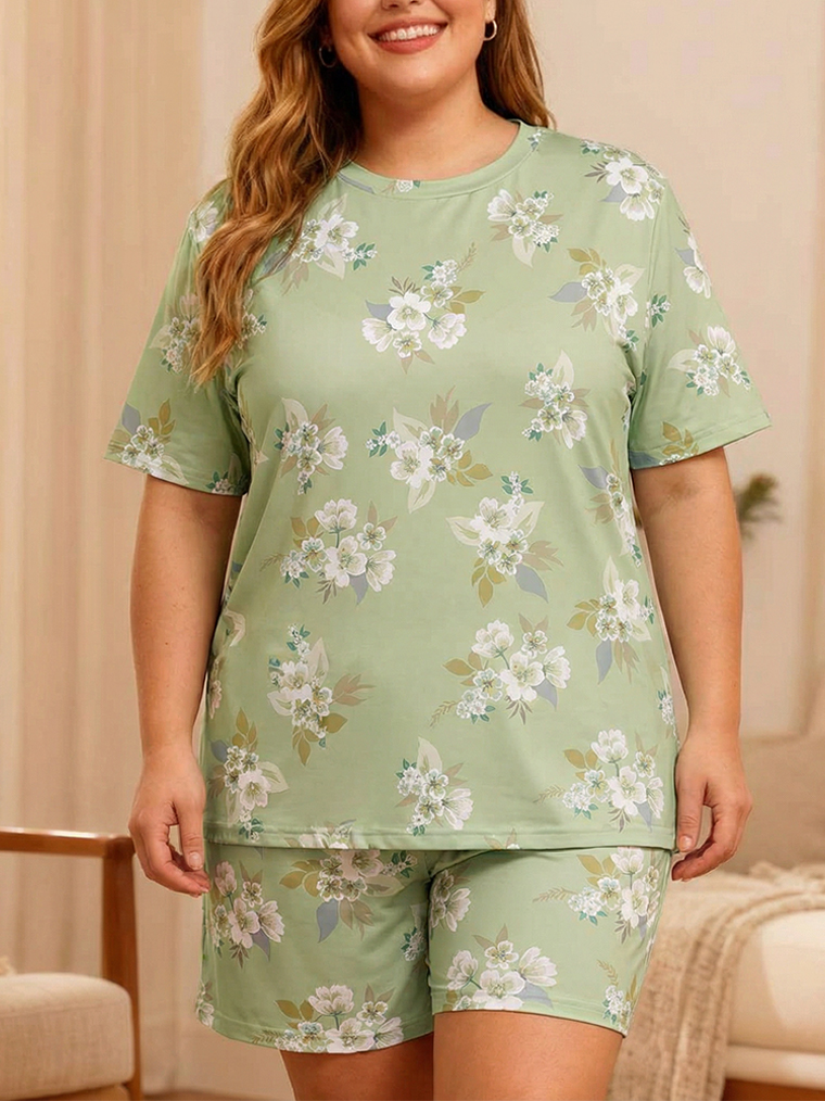 Vintage Pale Green Blossom Short Pajamas