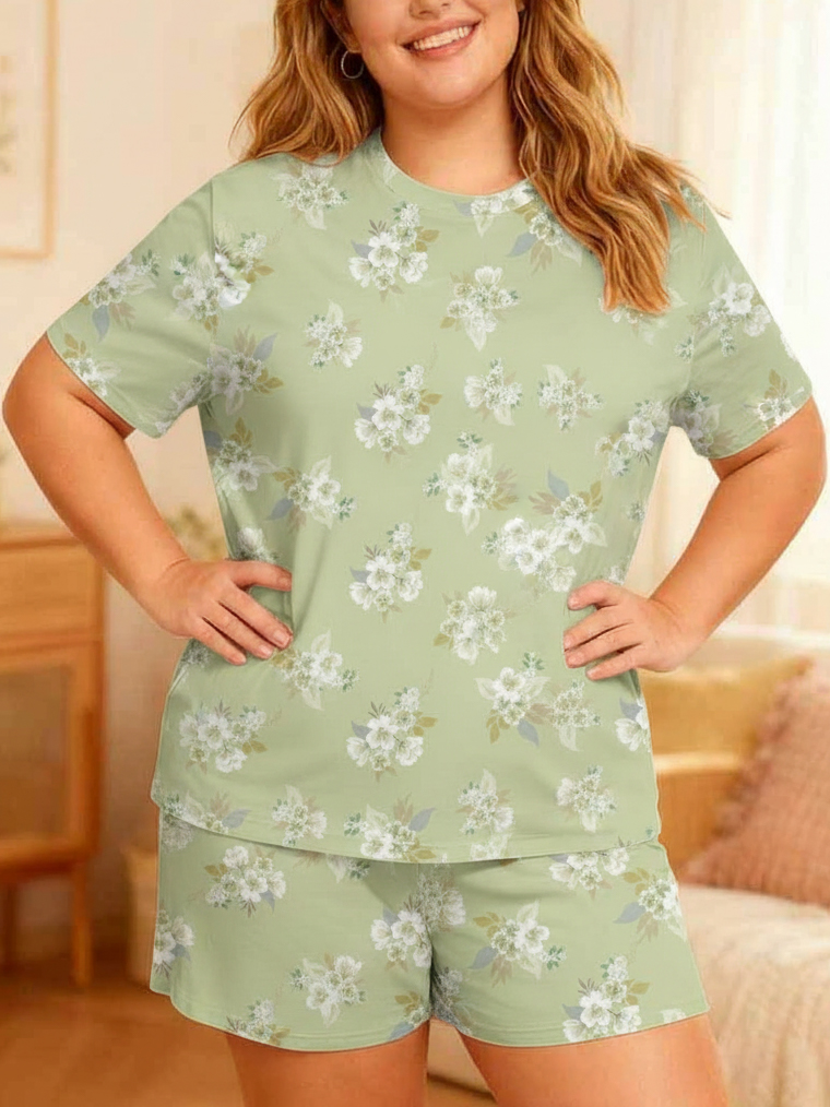 Vintage Pale Green Blossom Short Pajamas