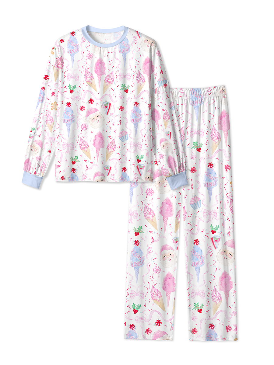 Vintage Pink Sweet Christmas Ice Cream Mixed Pajamas