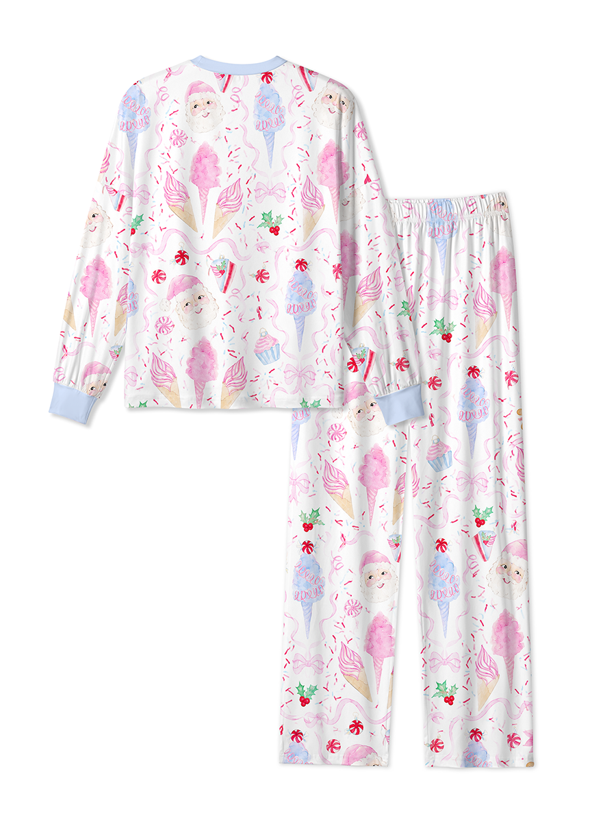 Vintage Pink Sweet Christmas Ice Cream Mixed Pajamas