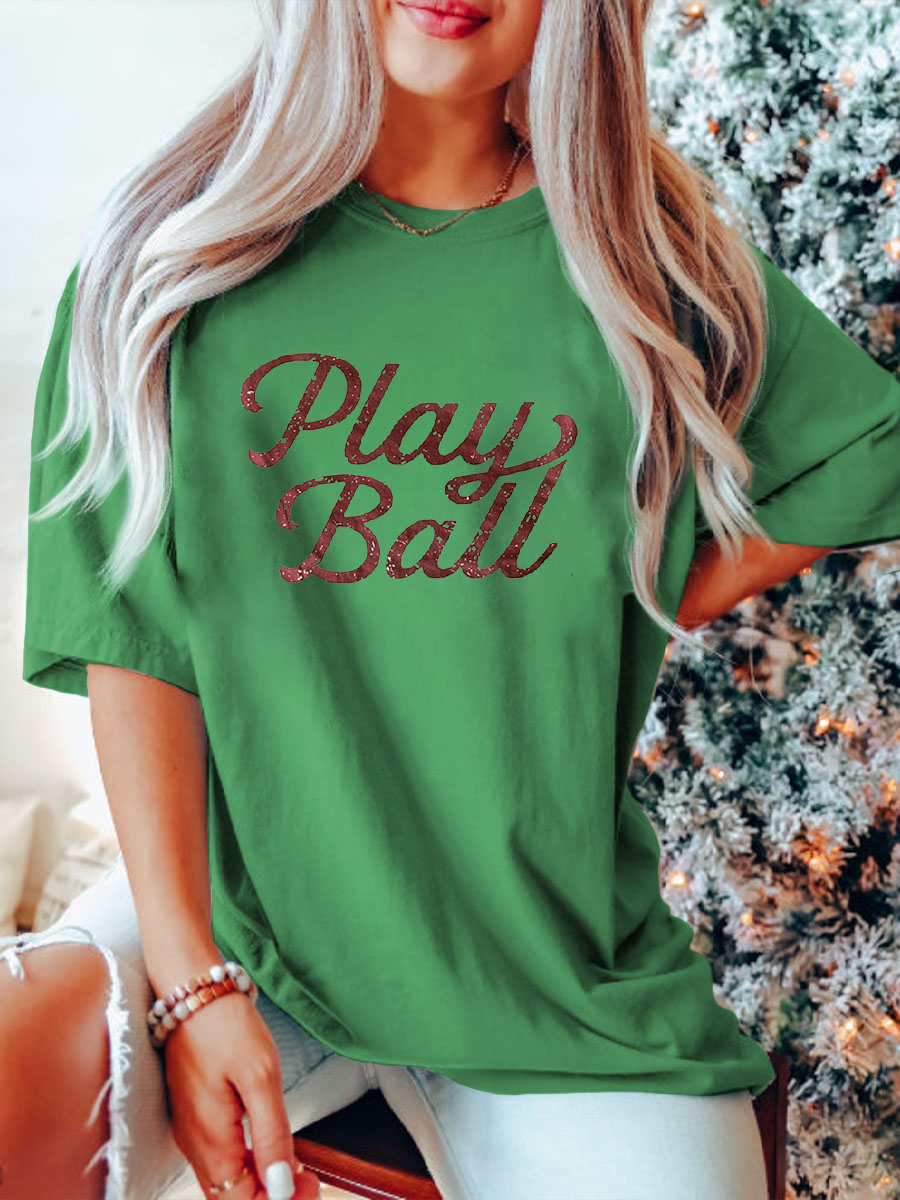 Plus Size Play Ball Graphic Tee