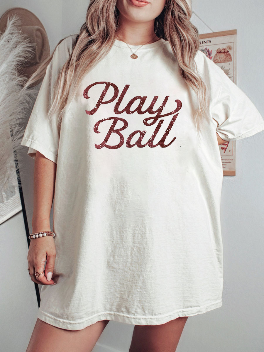 Plus Size Play Ball Graphic Tee
