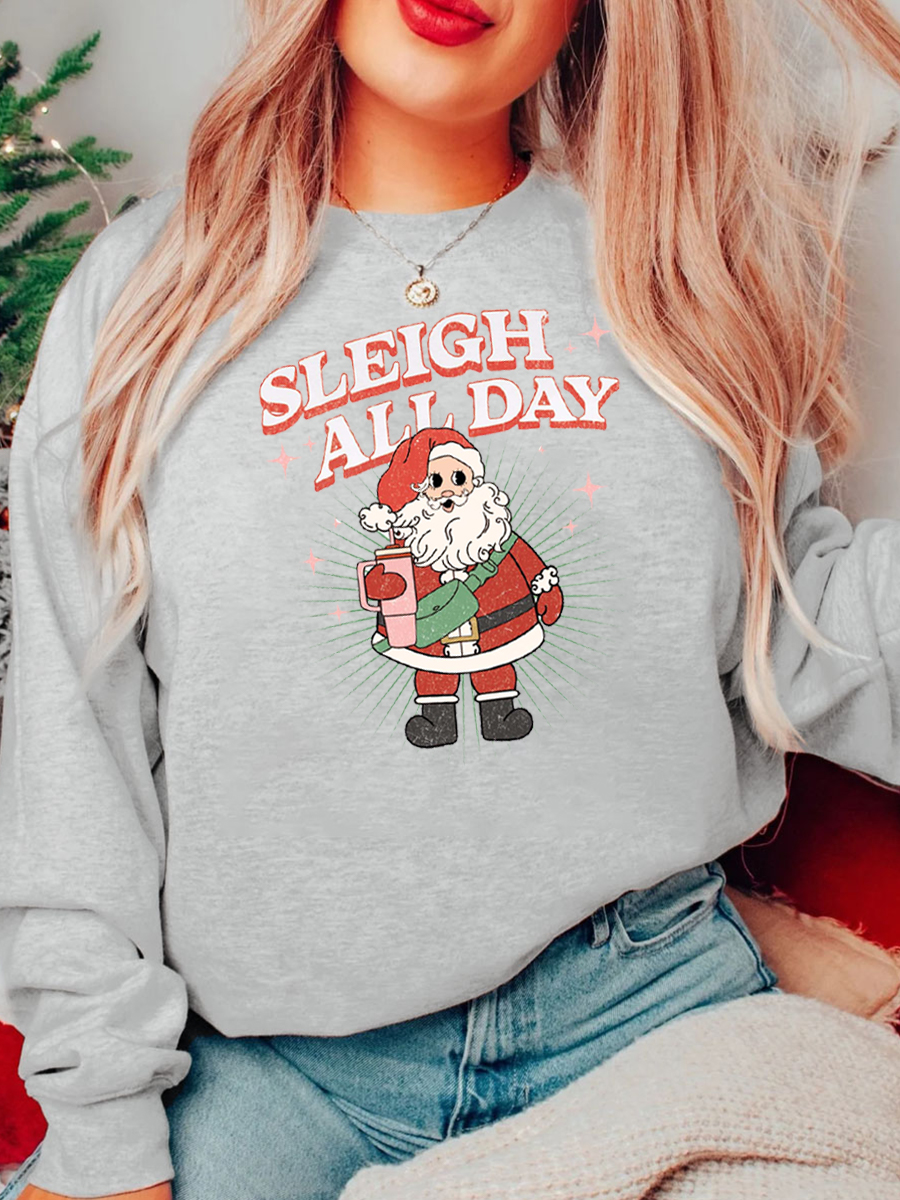 Sleigh All Day Santa Plus Size Sweatshirt