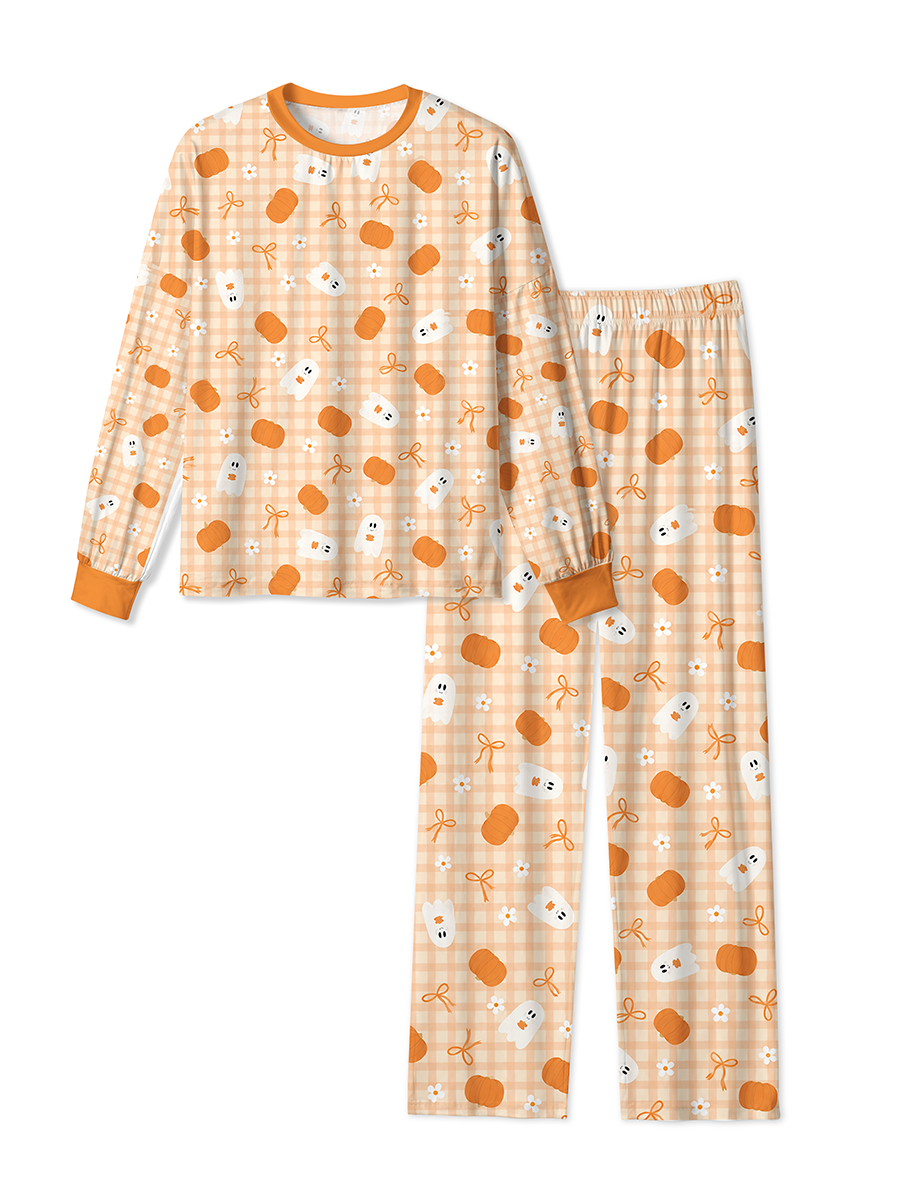 Vintage Gingham Ghost Pumpkin Mixed Pajamas