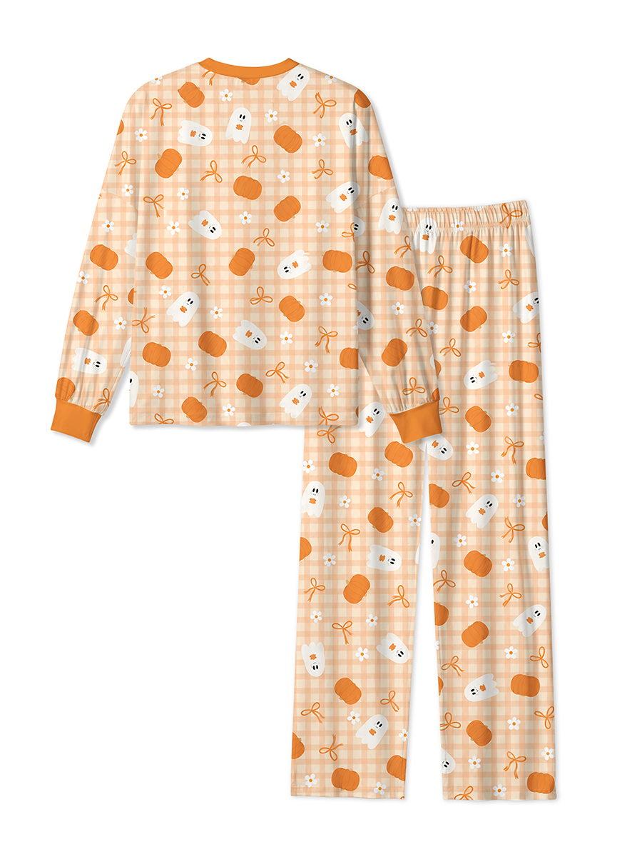 Vintage Gingham Ghost Pumpkin Mixed Pajamas