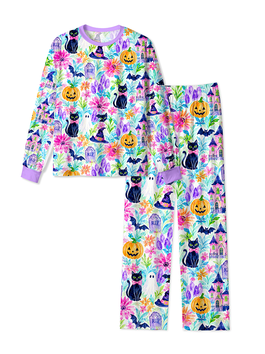 Vintage Watercolor Floral Halloween Mixed Pajamas
