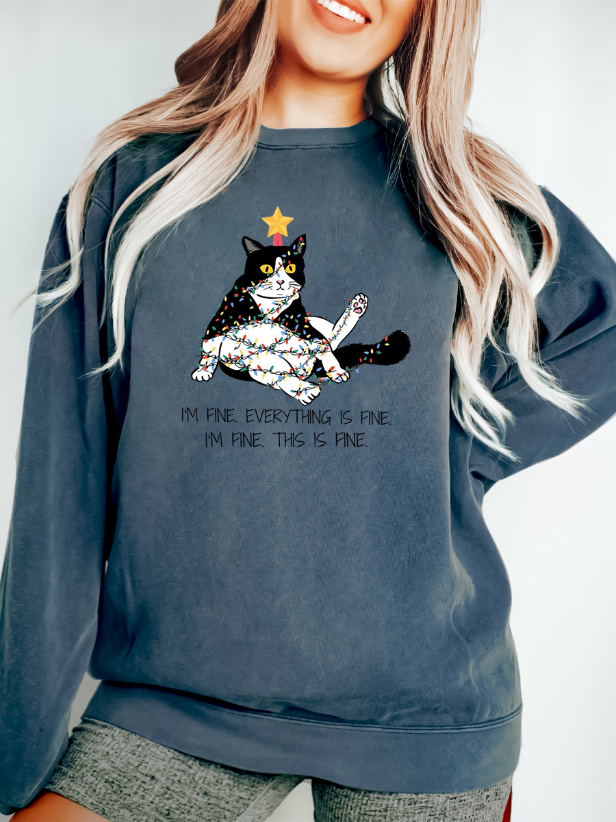 Plus Size Christmas Cat Sweatshirt