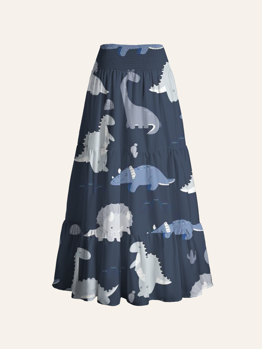 Night Blue Dinosaur Convertible Maxi Skirts
