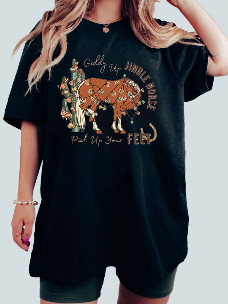 Jingle Horse Christmas Plus Size T-Shirt
