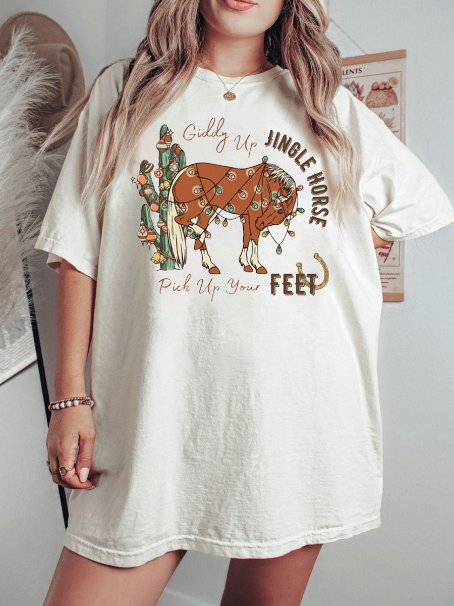 Jingle Horse Christmas Plus Size T-Shirt