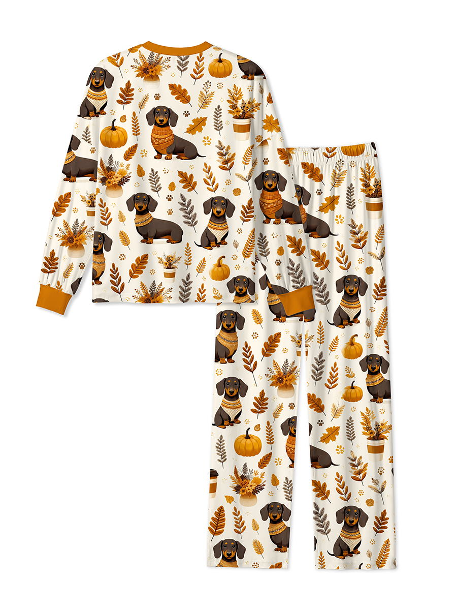 Vintage Fall Dachshund Dog Mixed Pajamas