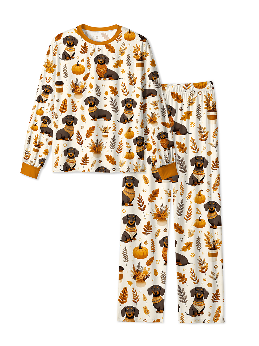 Vintage Fall Dachshund Dog Mixed Pajamas