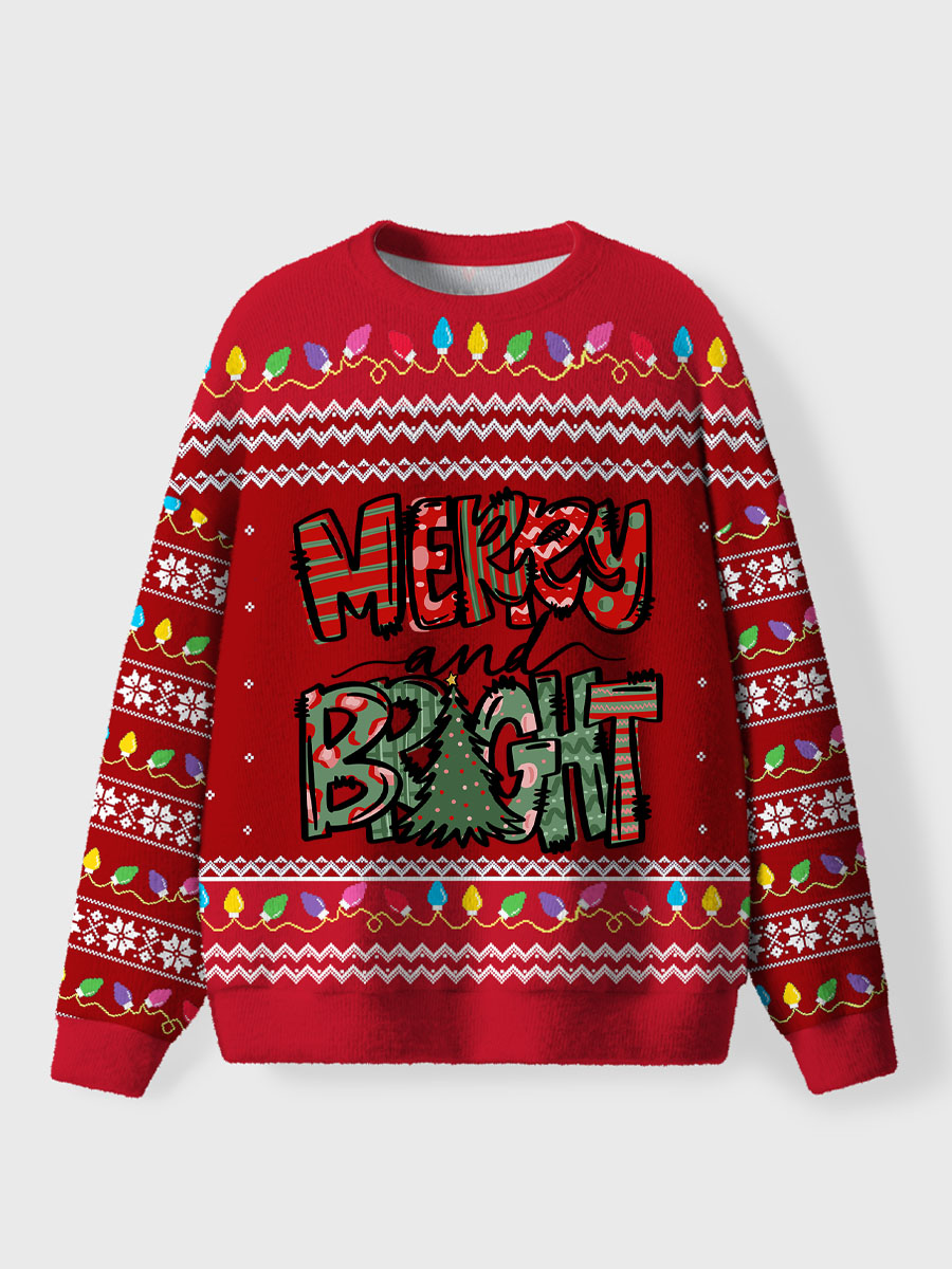 Vintage Merry And Bright Christmas Ugly Sweater