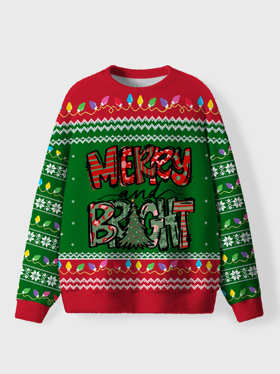 Vintage Merry And Bright Christmas Ugly Sweater