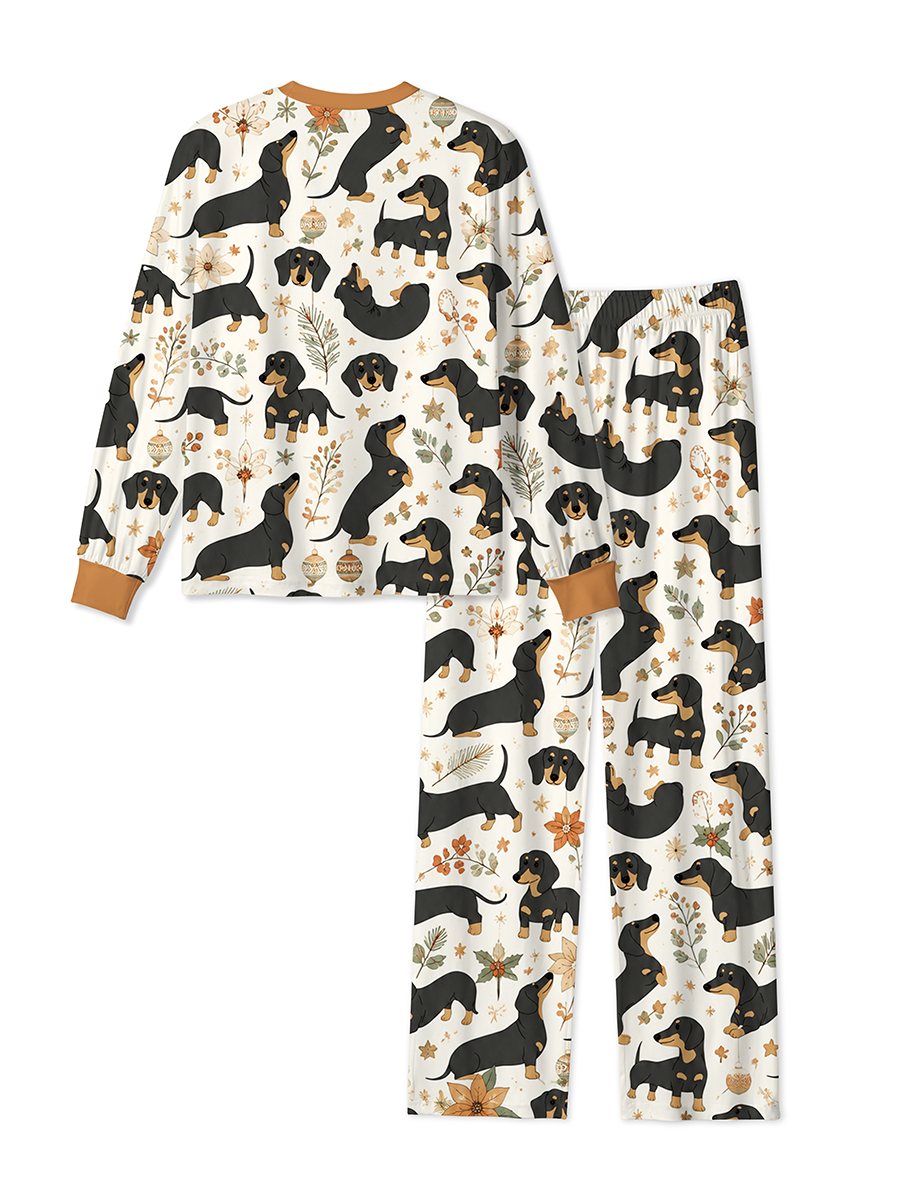Vintage Christmas Dachshund Floral Mixed Pajamas