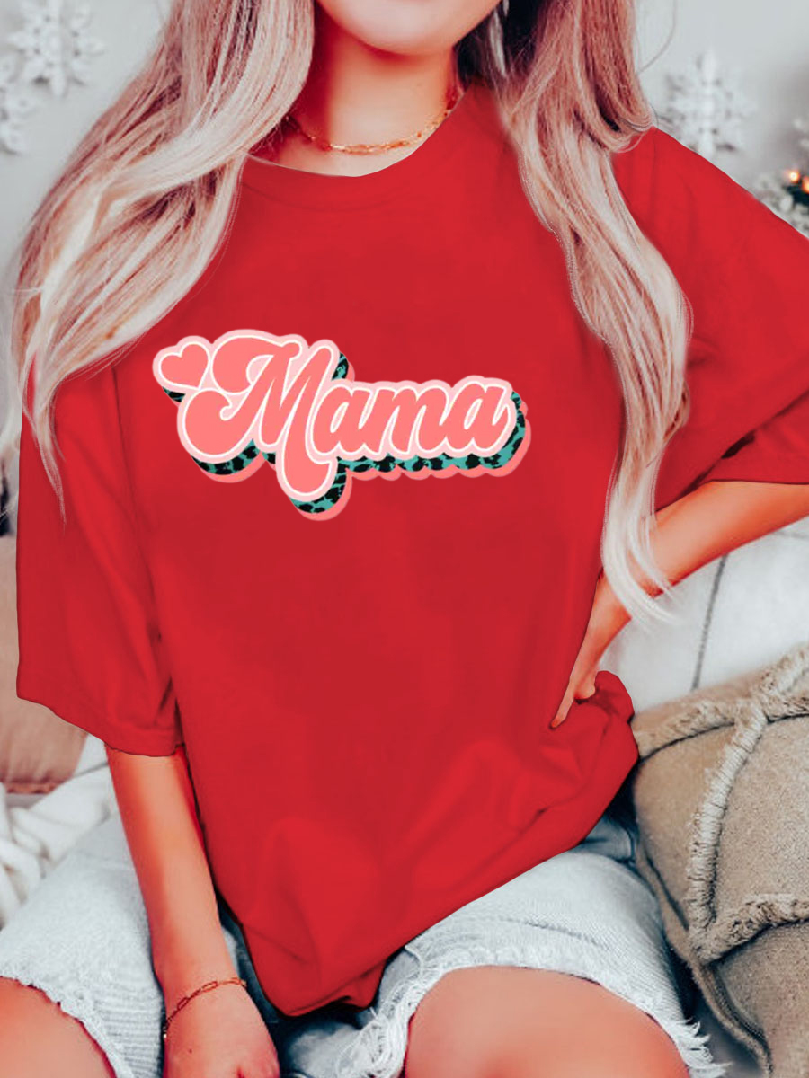 Plus Size Mama Retro Leopard T-Shirt