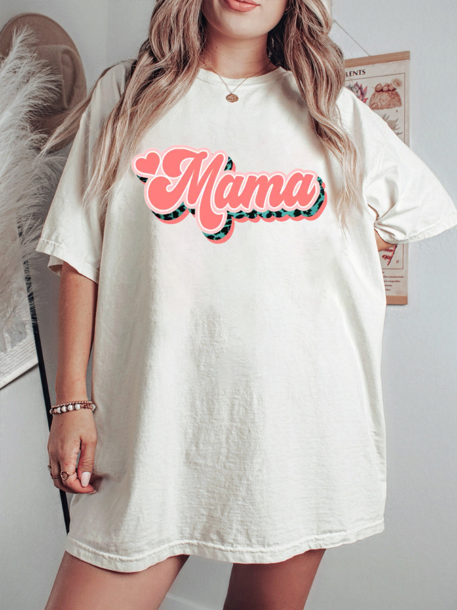 Plus Size Mama Retro Leopard T-Shirt