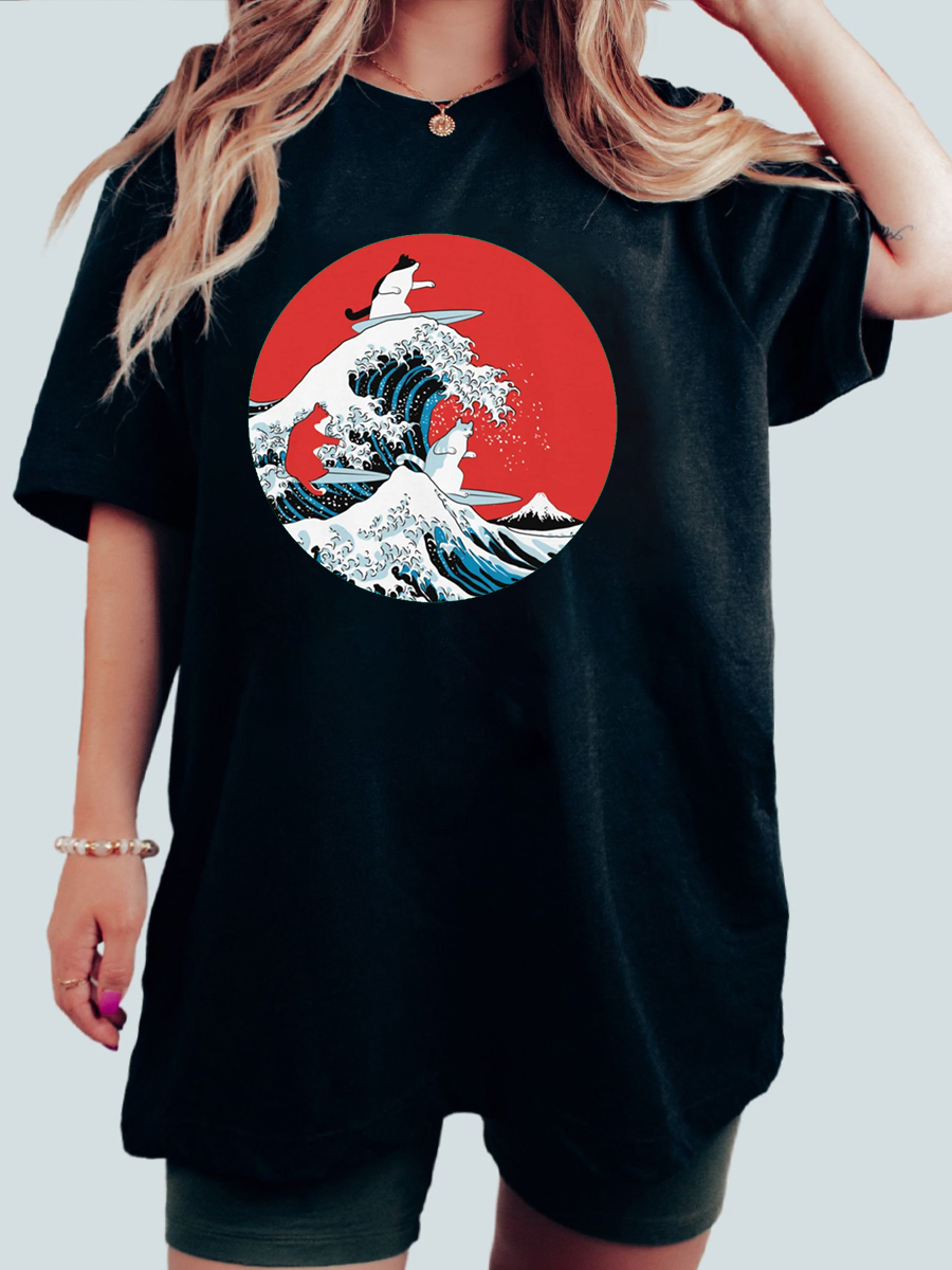 Big Wave Cats Plus Size T-Shirt