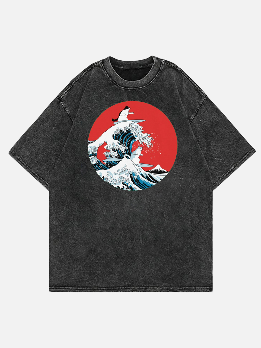 Big Wave Cats Washed T-Shirt