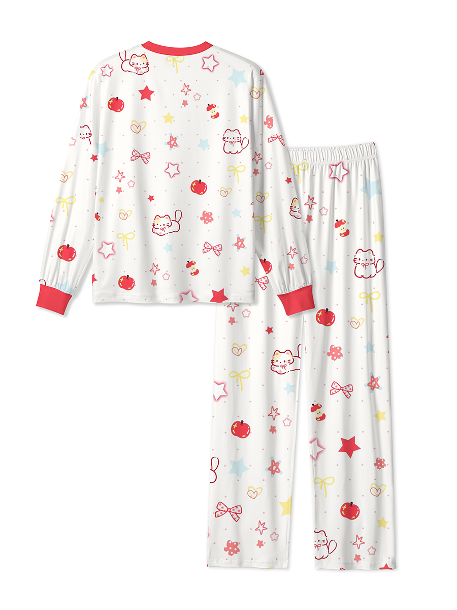 Vintage Cute Apple Kitten Mixed Pajamas