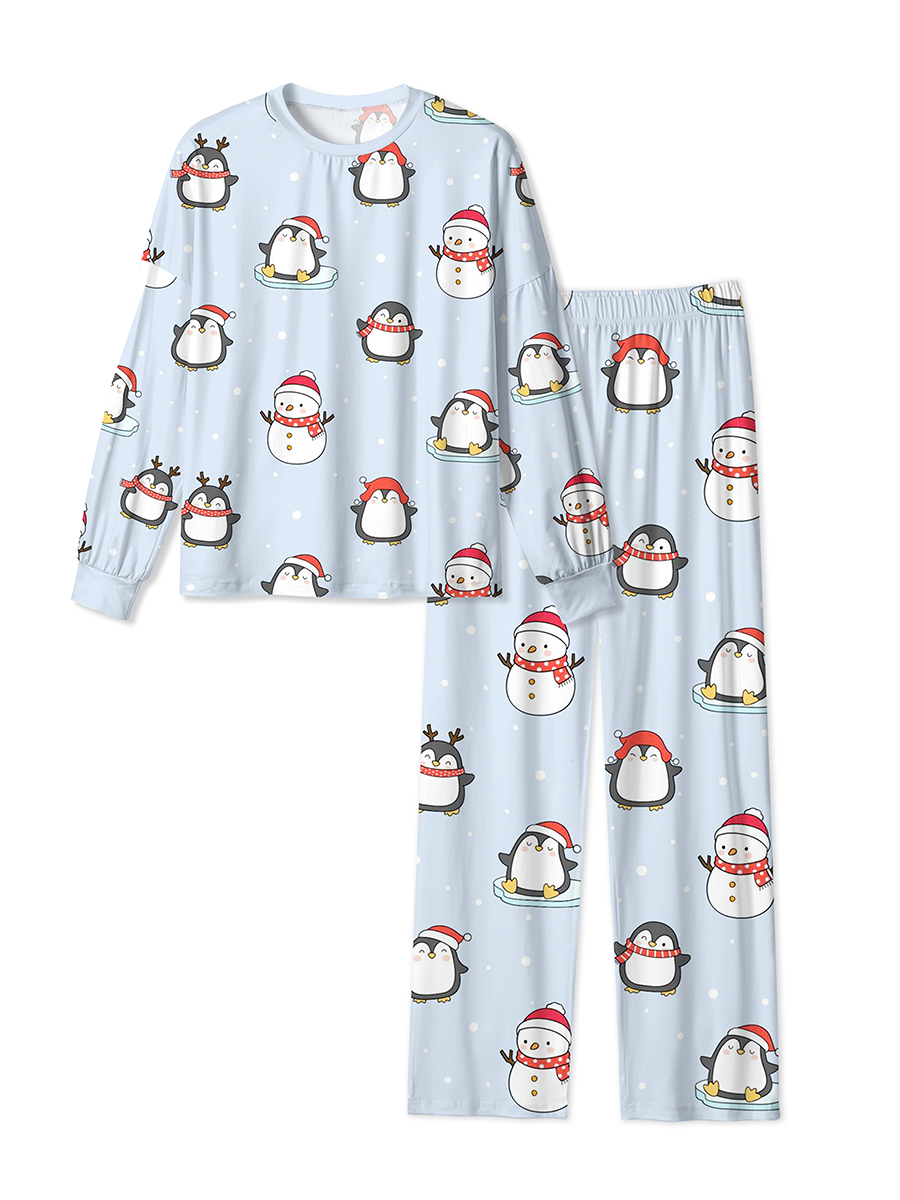 Vintage Cute Winter Penguin Snowman Mixed Pajamas