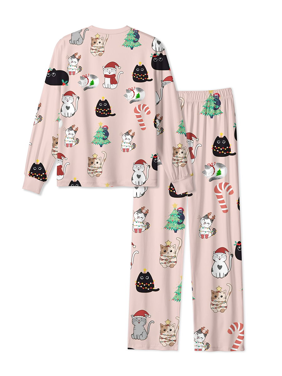 Vintage Cute Christmas Cat Mixed Pajamas