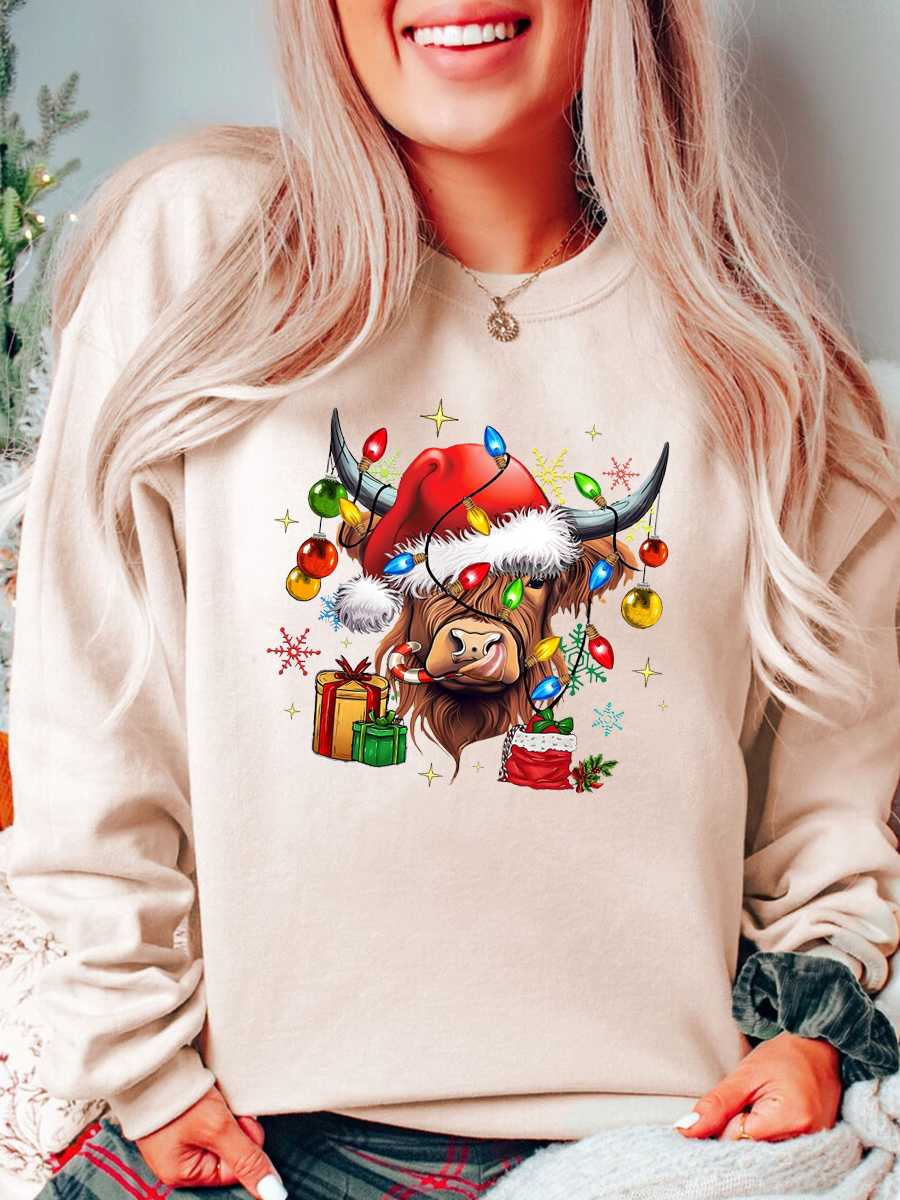 Cow Christmas Lights Plus Size Sweatshirt