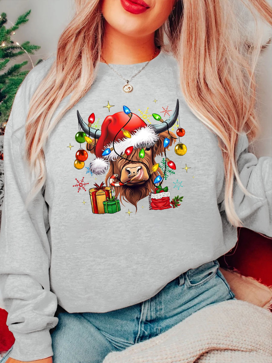 Cow Christmas Lights Plus Size Sweatshirt