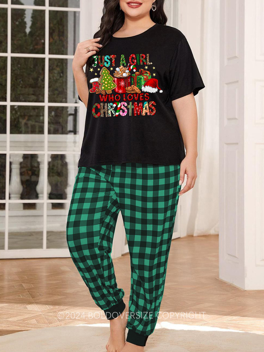Vintage Just A Girl Who Loves Christmas Pajama Set
