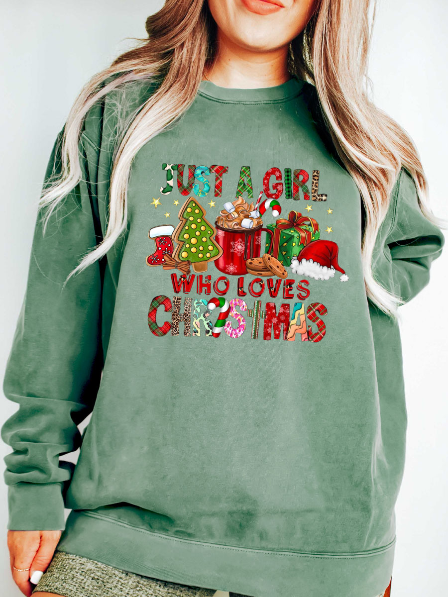 Plus Size Just A Girl Who Loves Christmas Sweatshirt