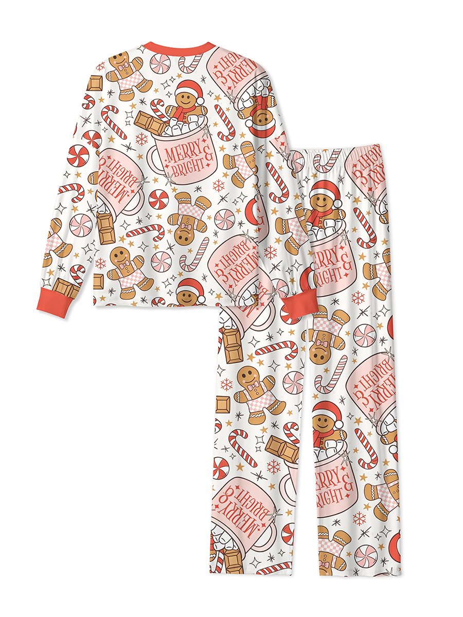 Vintage Hot Cocoa Gingerbread Man Mixed Pajamas