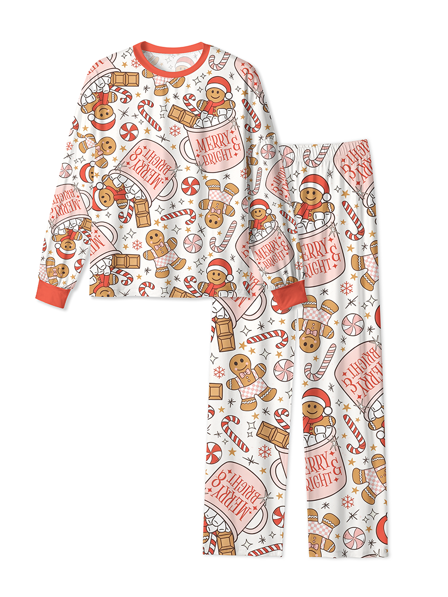Vintage Hot Cocoa Gingerbread Man Mixed Pajamas