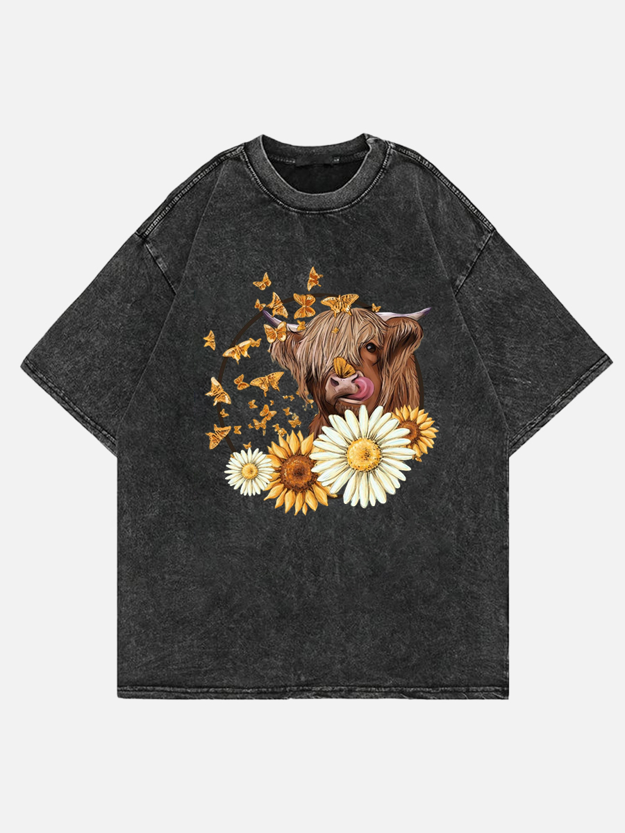 Plus Size Highland Cow Washed T-Shirt